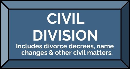Civil Division includes divorce decrees, name changes and other civil matters. 
